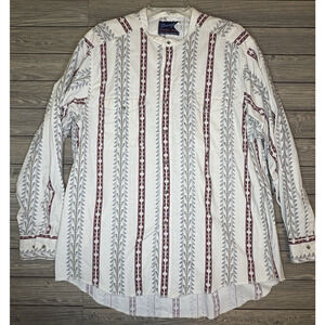 Wrangler Vintage Shirt Mens 18-36 XL Aztec Striped Geometric Band Collar Western